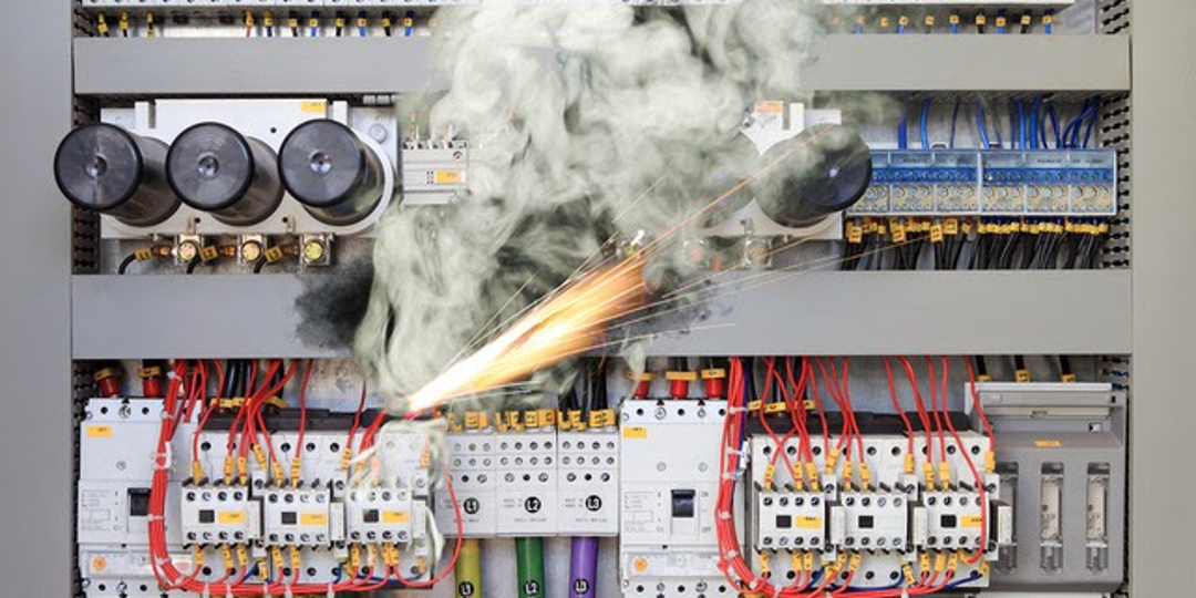 electrical panel on fire