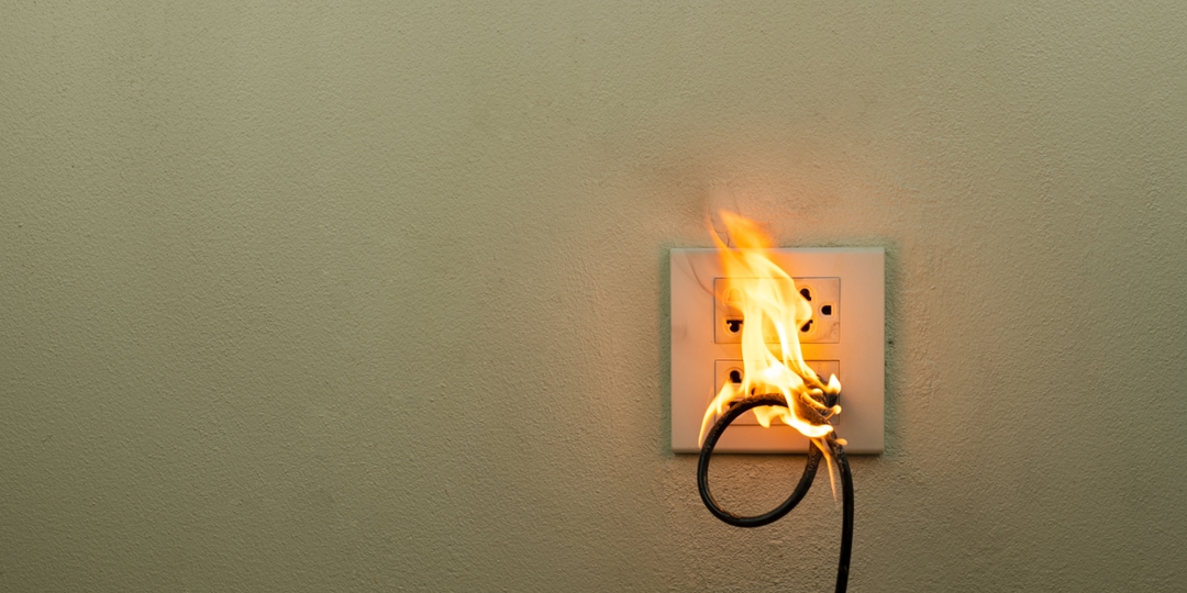 electrical outlet on fire