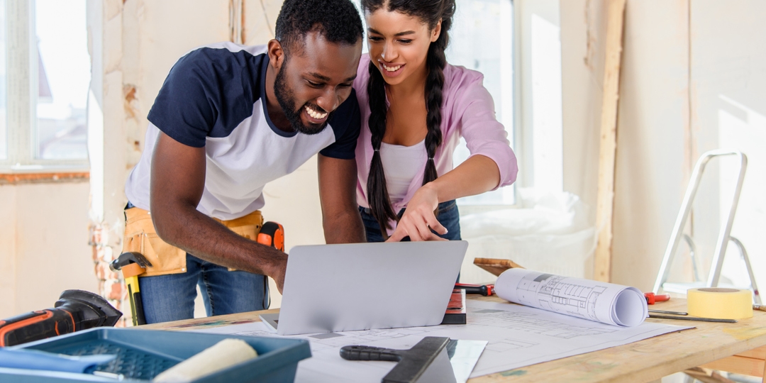 homeowners looking at computer