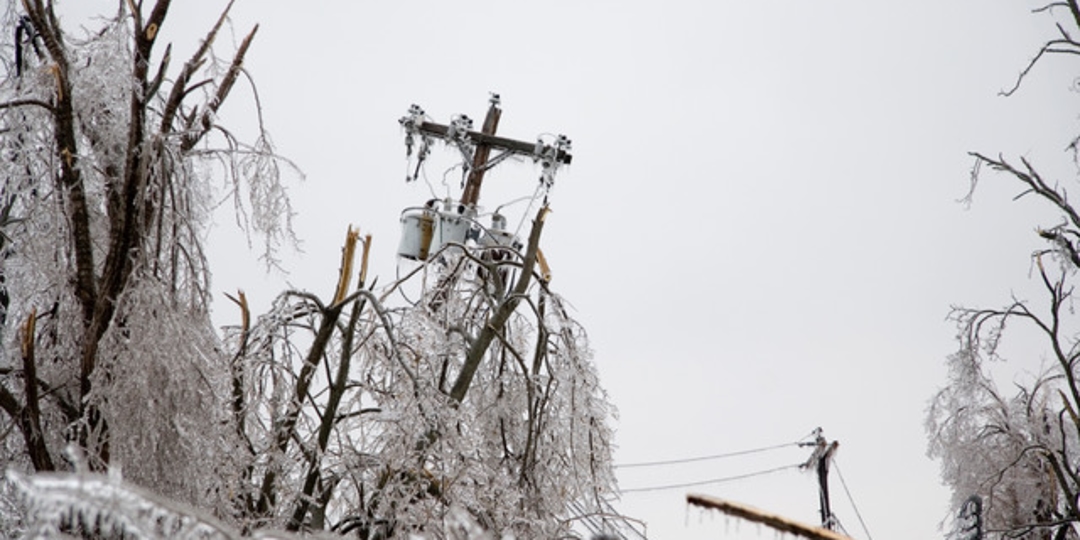 power lines covered in ice