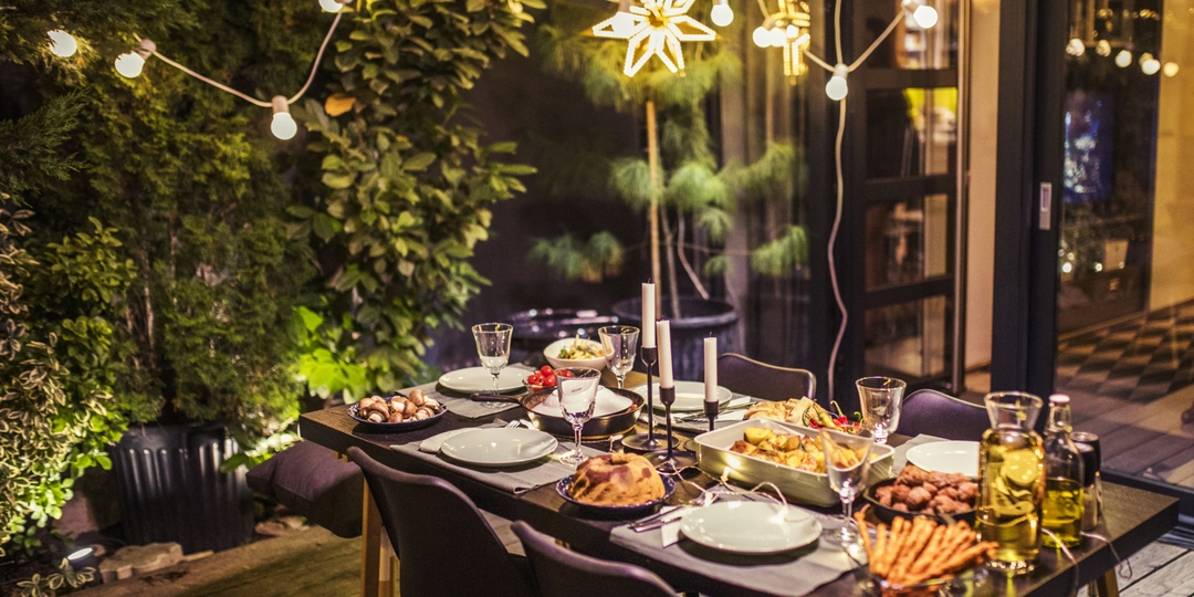 outdoor lighting over table
