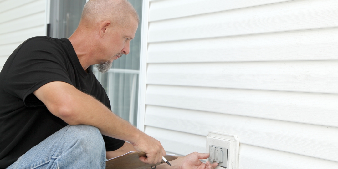 a man installing an outlet