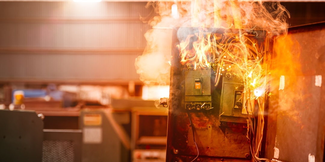 Electrical panel on fire