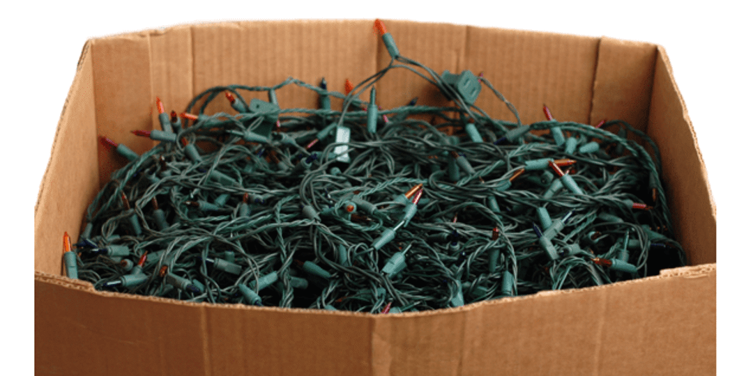 A box of Christmas lights