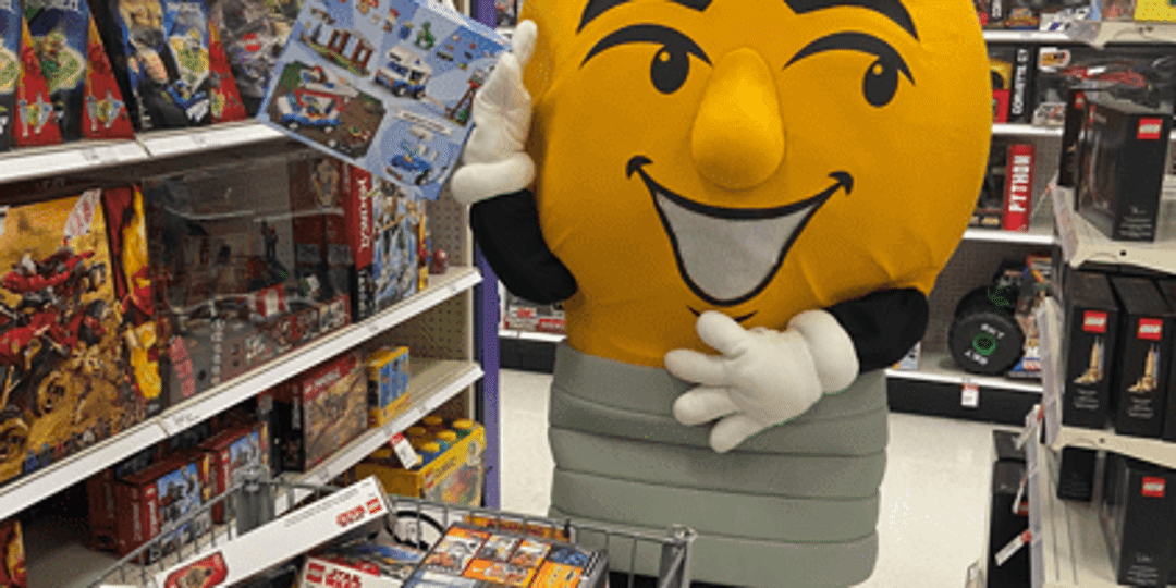 Mr. Sparky grocery shopping