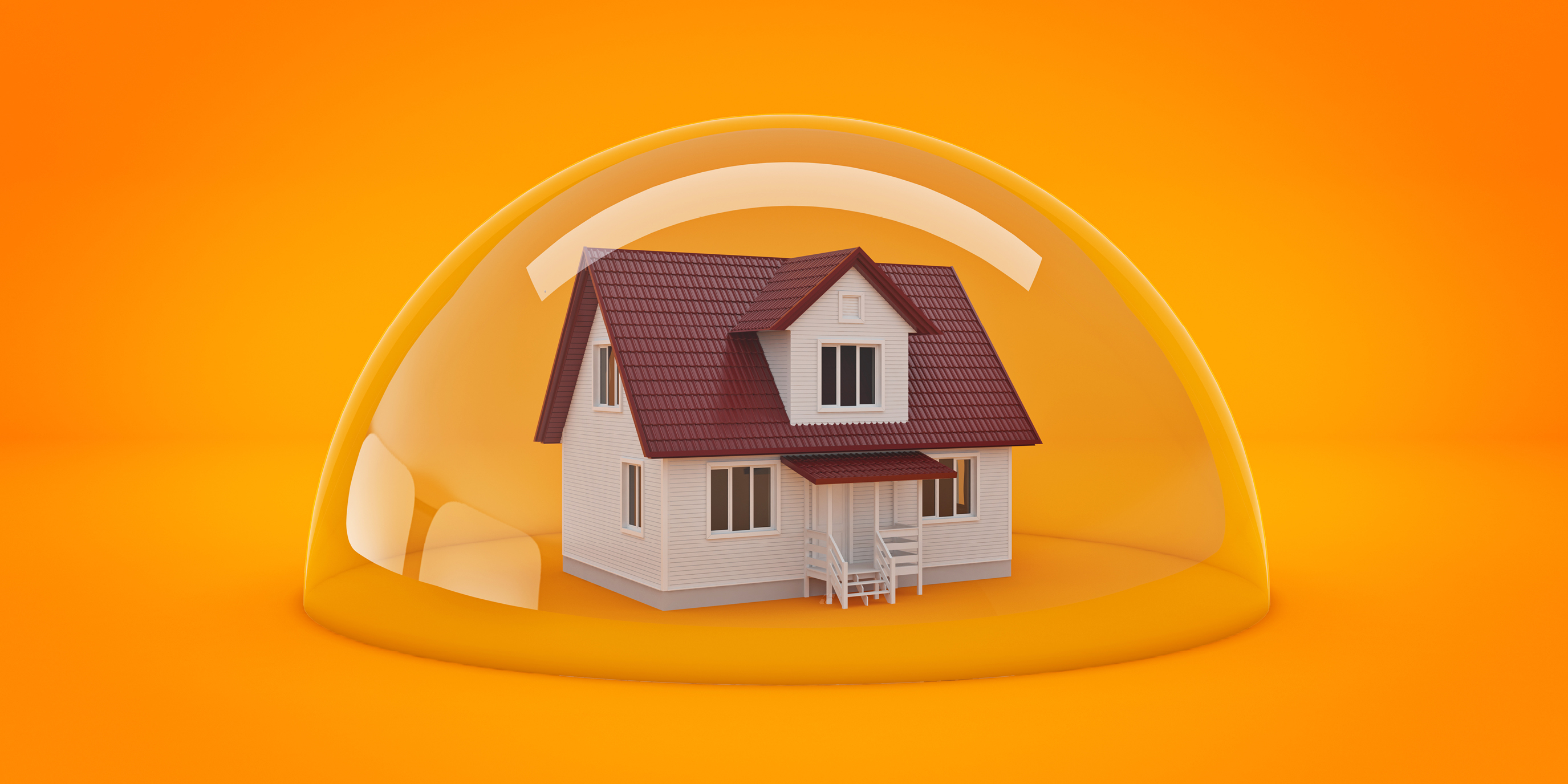 A home sits under a bubble dome.