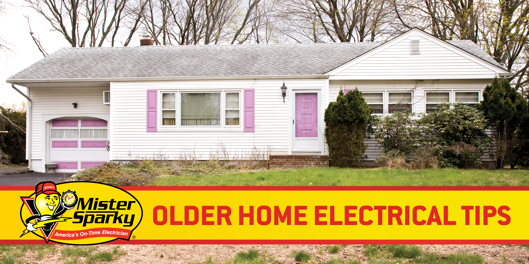 An older home with words, "Older Home Electrical Tips"