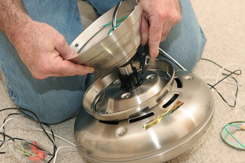 Charleston electrician installing a ceiling fan