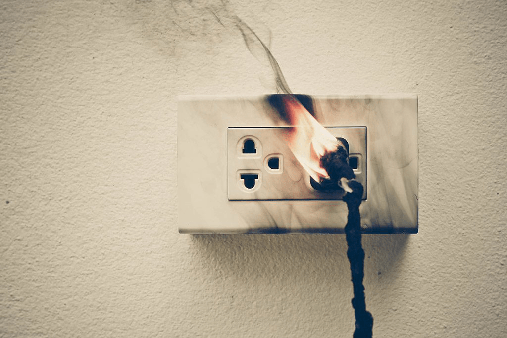 A fire being started from an electrical issue 