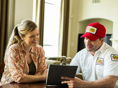 Mister Sparky Technician with Customer