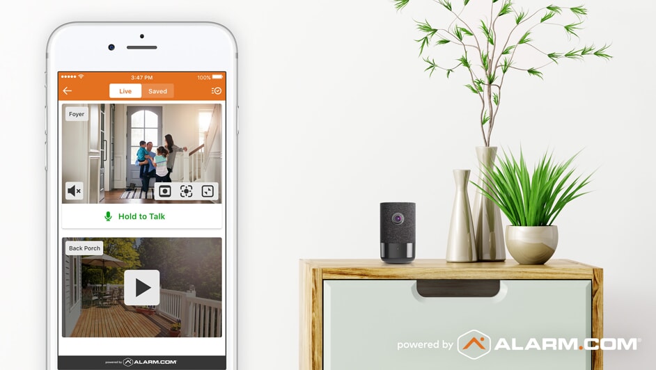 A photo of the Alarm.com app 